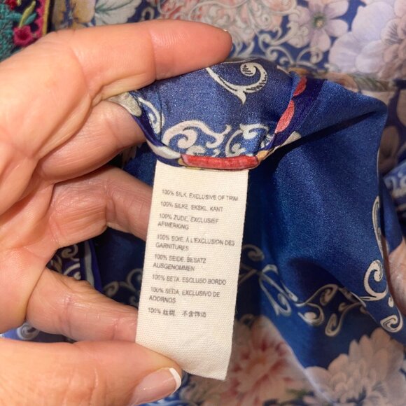 Johnny Was Womens Kimono Size XL Multicolor Blati Floral Side Slits Pure Silk - Picture 9 of 15